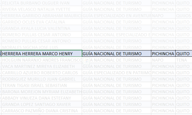 Screenshot snippet highlighting Marco Herrera in the official guide registry