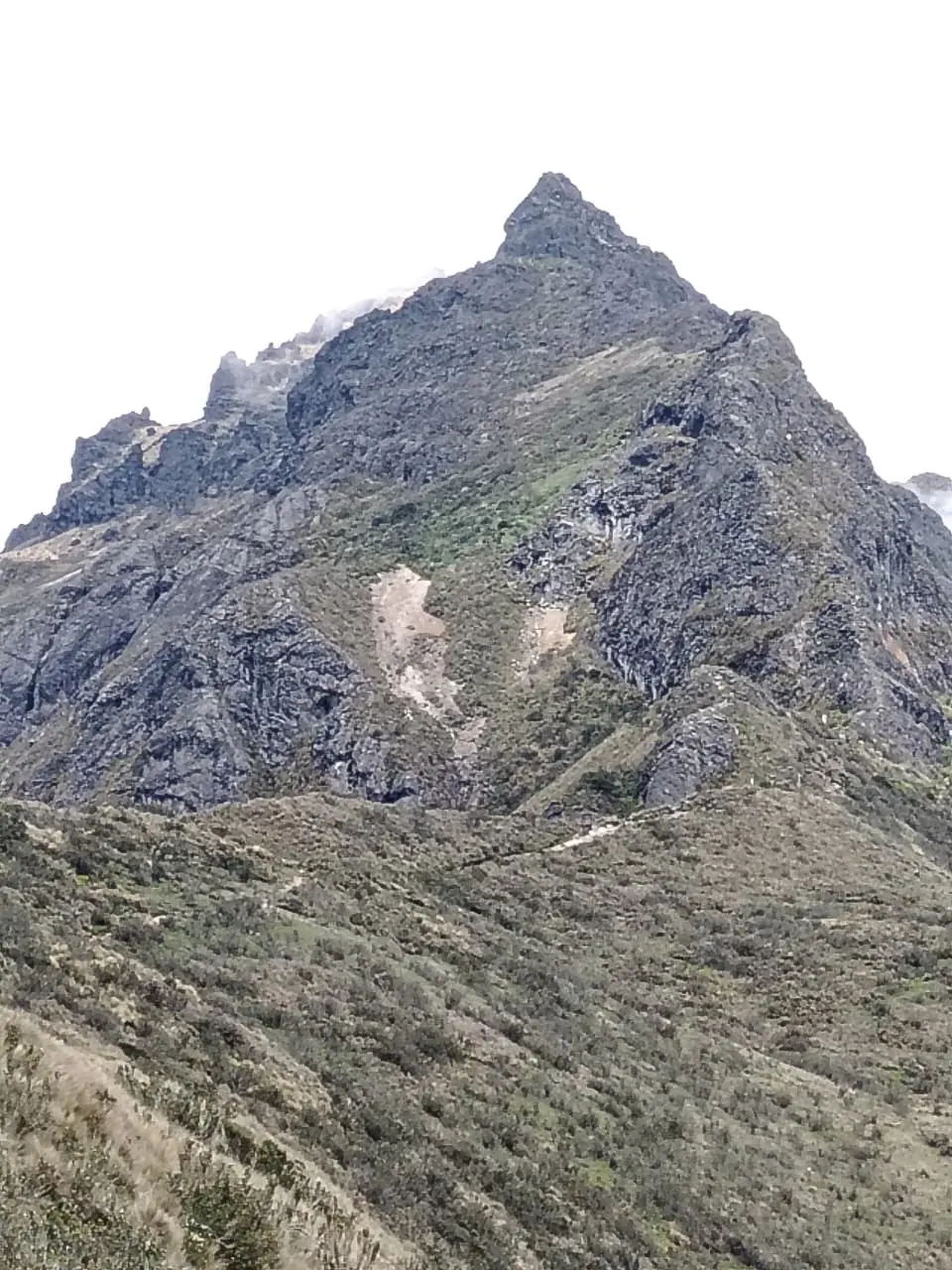 Experienced local hiking guide on mountain terrain near Quito Ecuador