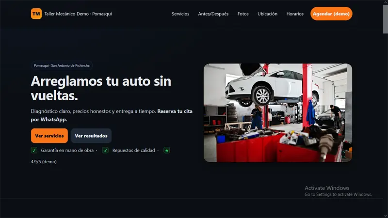 Sitio para taller mecánico en Pomasqui