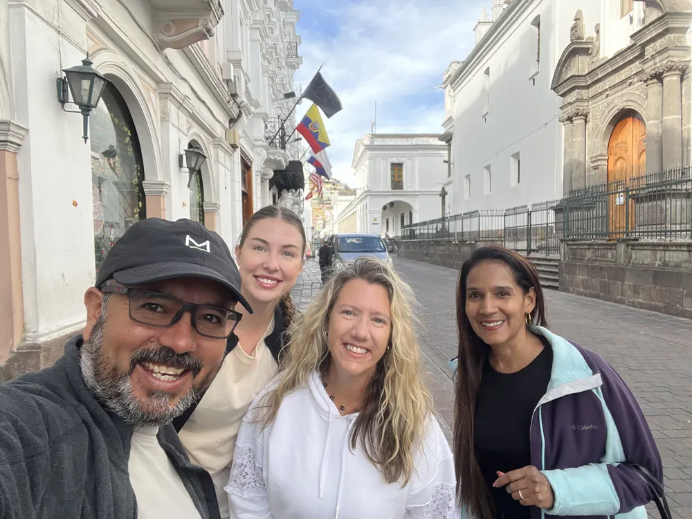 Marco with passangers in Quito Historic Center