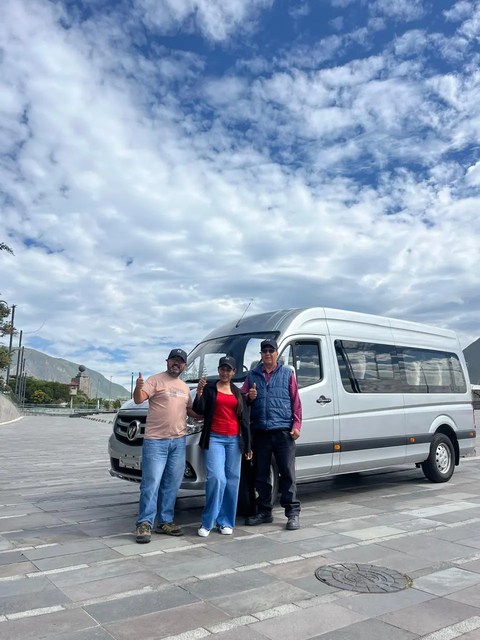 Local tour team in Ecuador with private transportation van